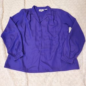 Vintage Toffee Purple Silky Blouse Jewel Tone Quiet Luxury Flowy Royalty
